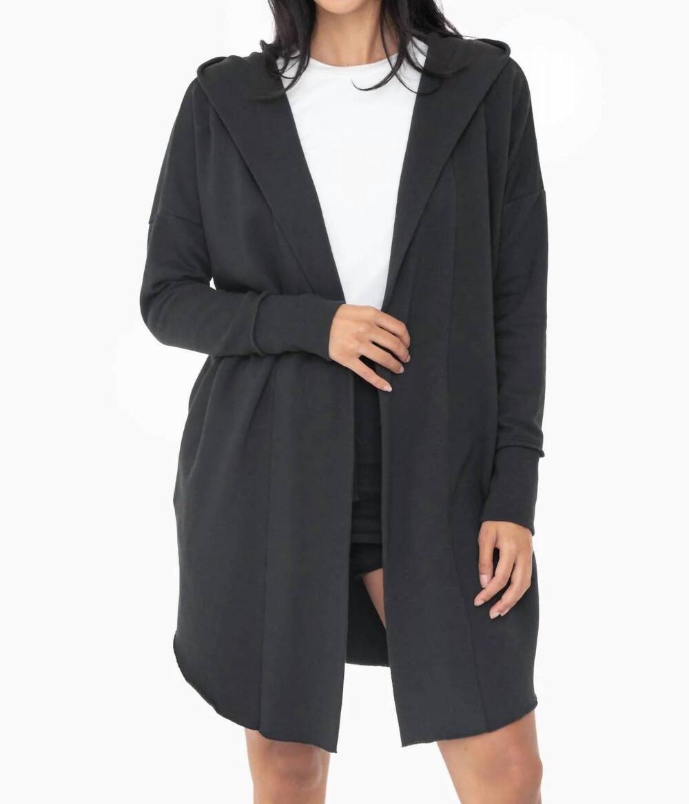 NEW MONO B open front hooded sweatshirt cardigan in black
